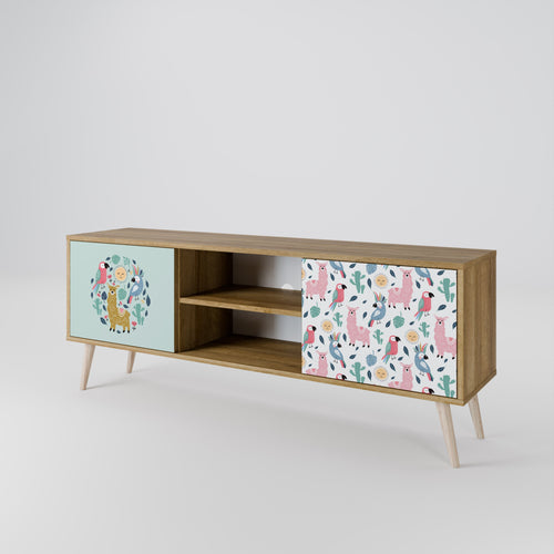 COLORFUL ALPACAS 2-Door TV Stand in Oak Effect