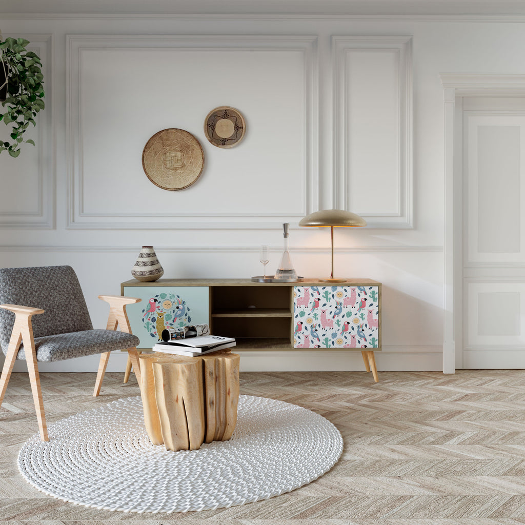 COLORFUL ALPACAS TV-Lowboard mit 2 Türen in Eiche-Optik