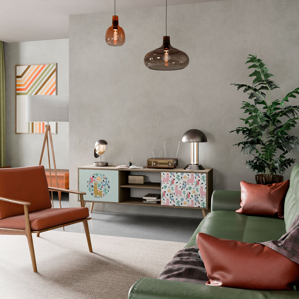 COLORFUL ALPACAS TV-Lowboard mit 2 Türen in Eiche-Optik