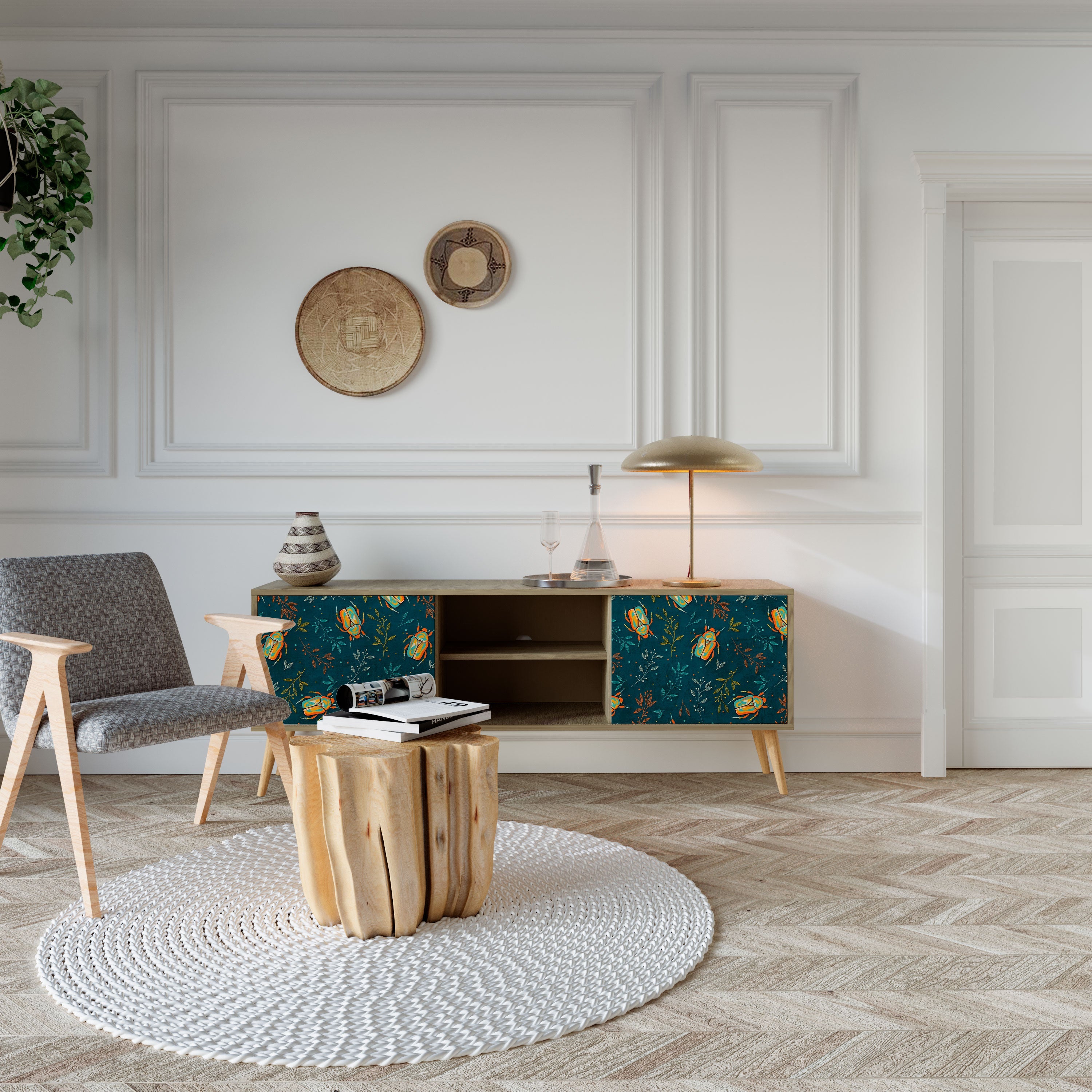 AUTUMN INSECTS TV-Lowboard mit 2 Türen in Eiche-Optik