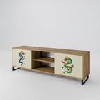 MYTHOLOGICAL CREATURES 2-Door TV Stand in Oak Effect