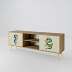 MYTHOLOGICAL CREATURES 2-Door TV Stand in Oak Effect