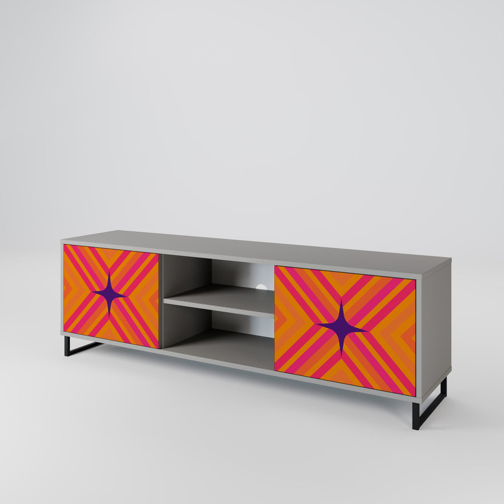 GEOMETRIC BRILLIANCE 2-Door TV Stand in Grey Finish