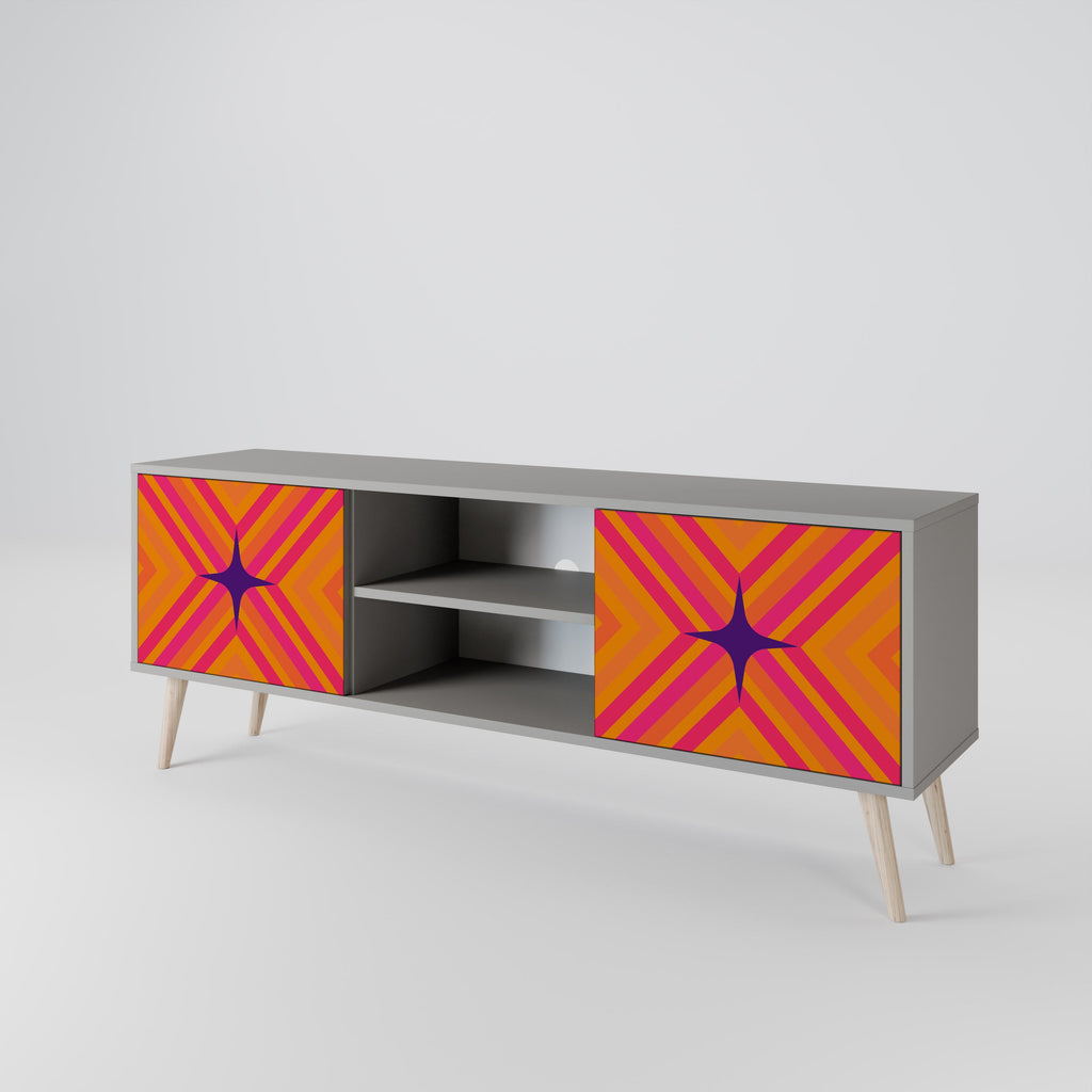 GEOMETRIC BRILLIANCE 2-Door TV Stand in Grey Finish