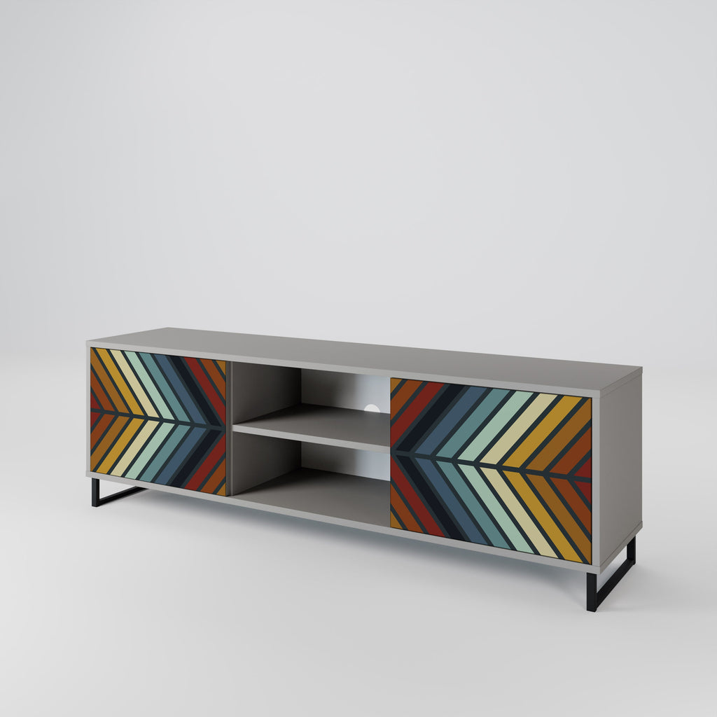 INDIGENOUS ZIGZAG 2-Door TV Stand in Grey Finish