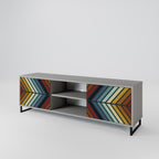 INDIGENOUS ZIGZAG 2-Door TV Stand in Grey Finish