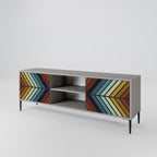 INDIGENOUS ZIGZAG 2-Door TV Stand in Grey Finish