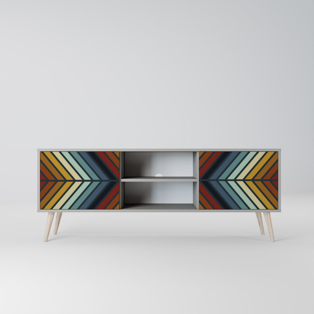 INDIGENOUS ZIGZAG 2-Door TV Stand in Grey Finish