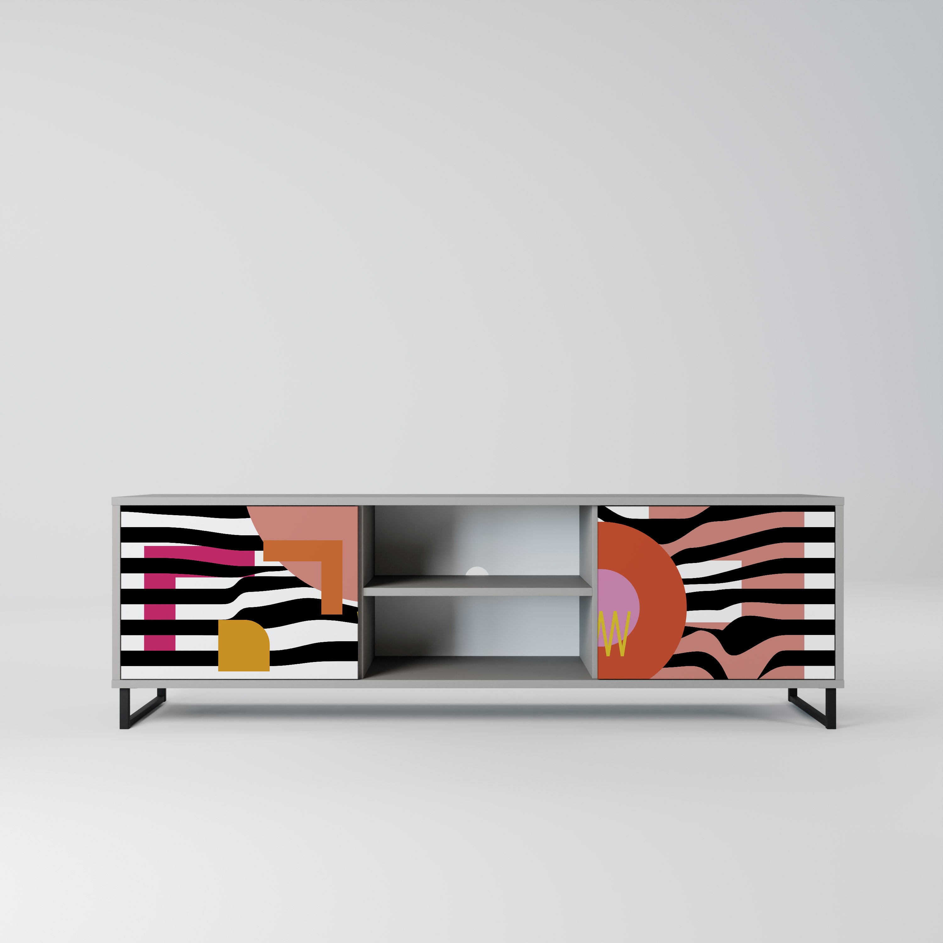 CHROMATIC ABSTRACT 2-Door TV Stand in Grey Finish