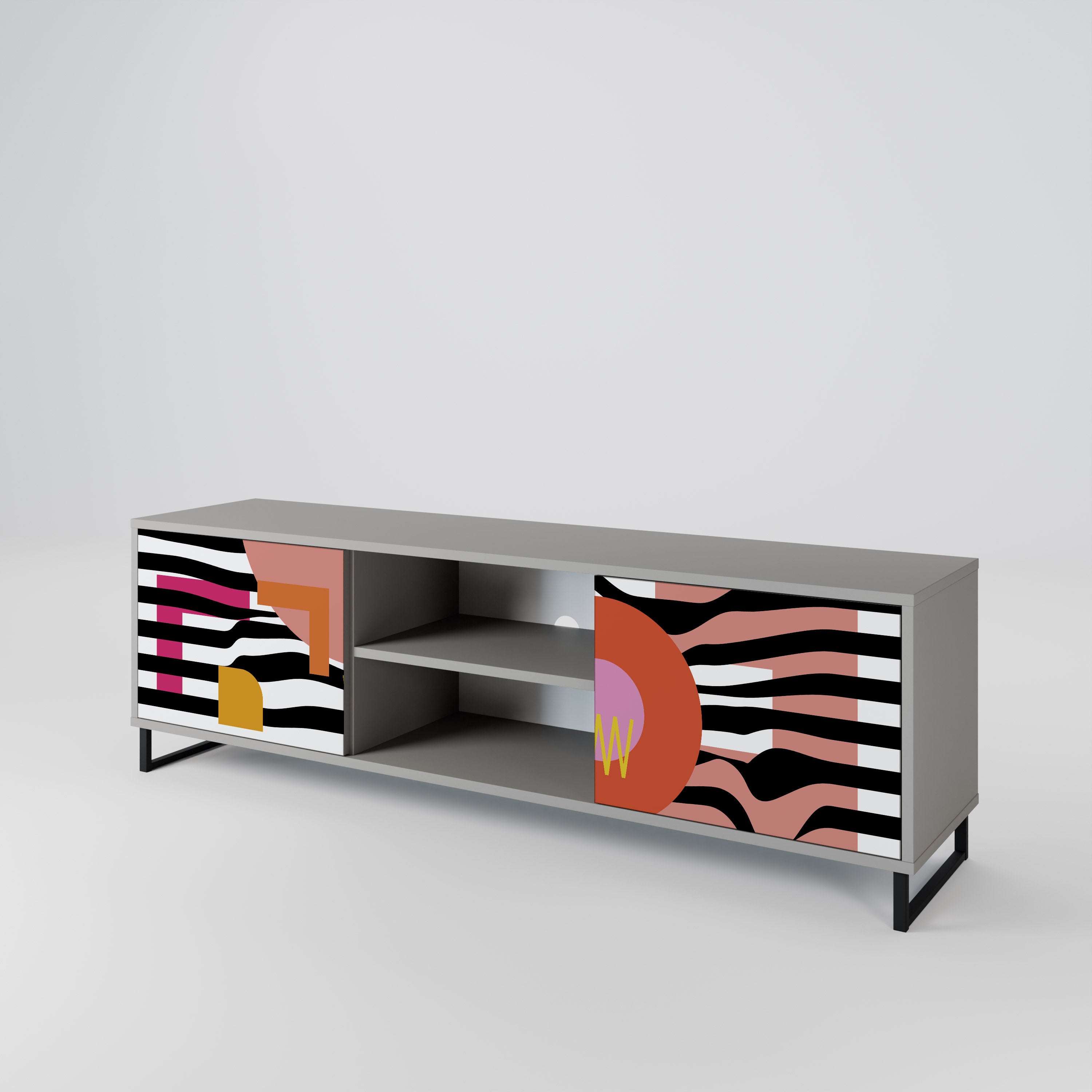 CHROMATIC ABSTRACT 2-Door TV Stand in Grey Finish