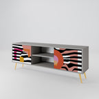 CHROMATIC ABSTRACT 2-Door TV Stand in Grey Finish