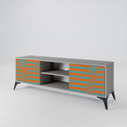 LINE COLLAPSE 2-Door TV Stand in Grey Finish