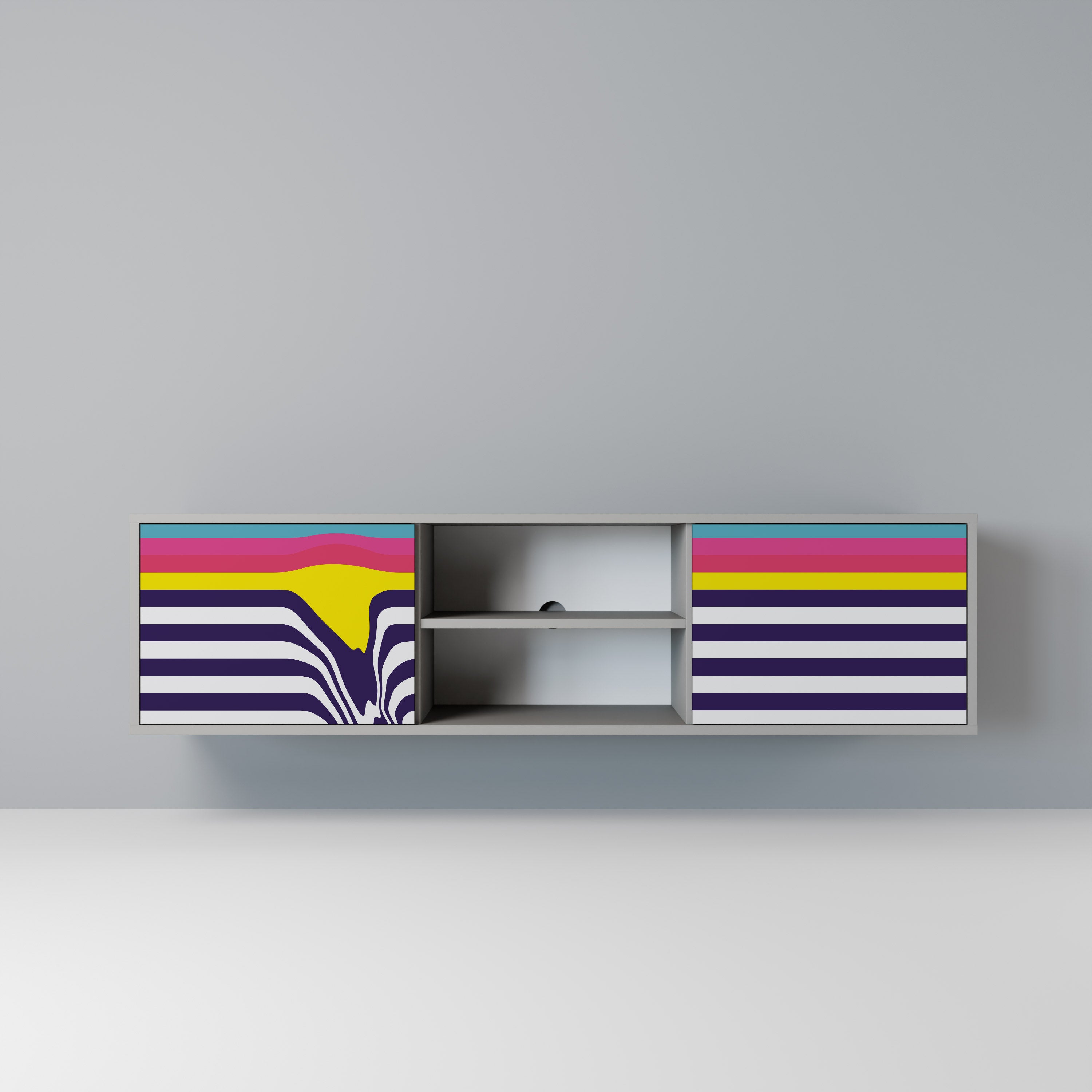 COLORFUL DIVERSION 2-Door TV Stand in Grey Finish