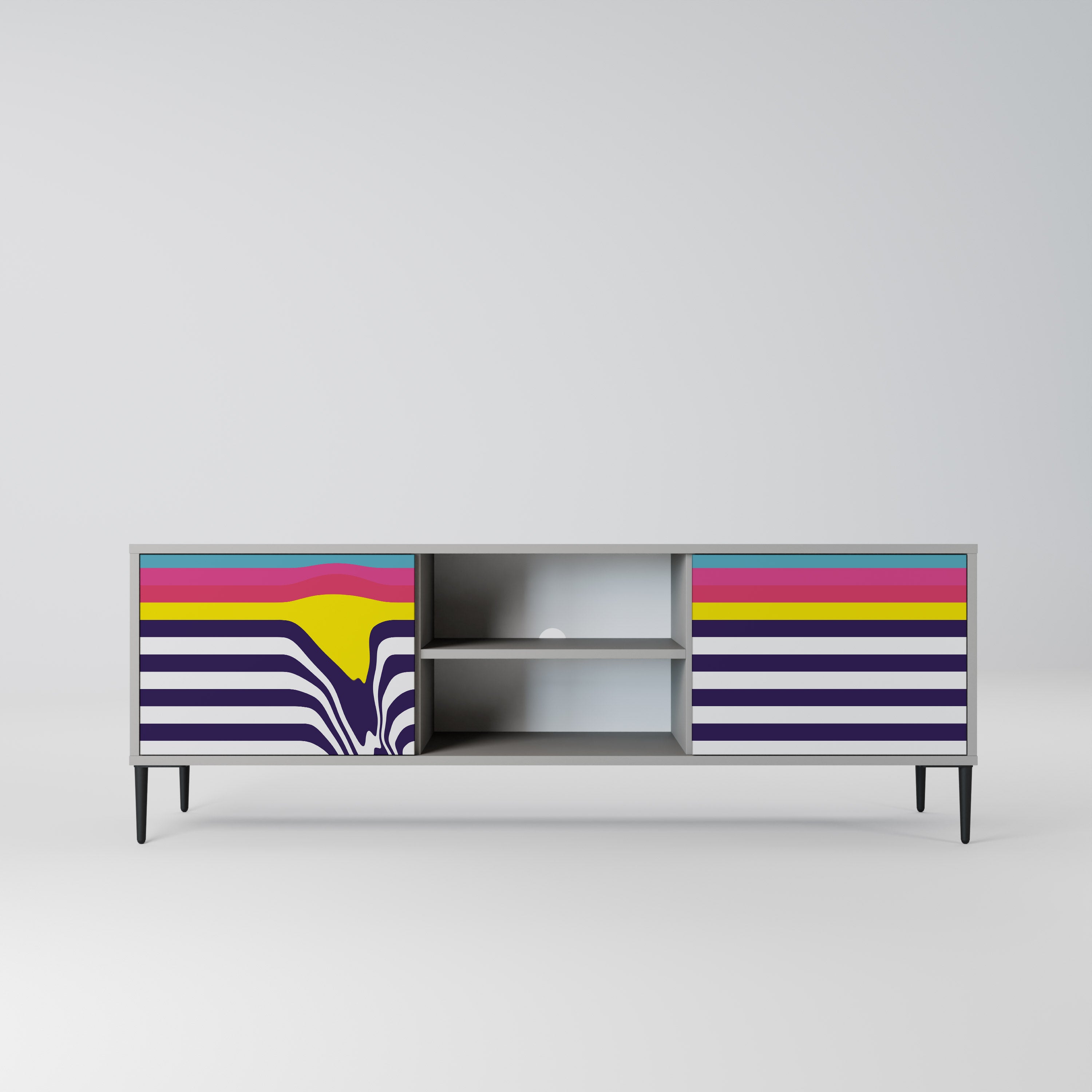 COLORFUL DIVERSION 2-Door TV Stand in Grey Finish
