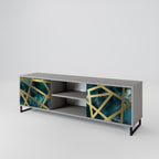 THE LABYRINTH OF GOLD 2-Door TV Stand in Grey Finish