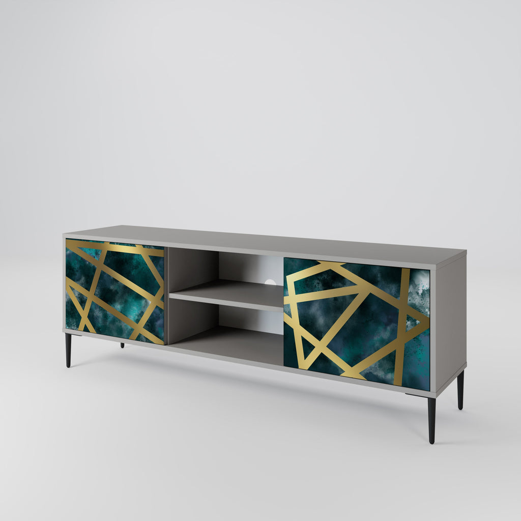 THE LABYRINTH OF GOLD 2-Door TV Stand in Grey Finish