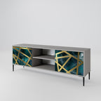 THE LABYRINTH OF GOLD 2-Door TV Stand in Grey Finish