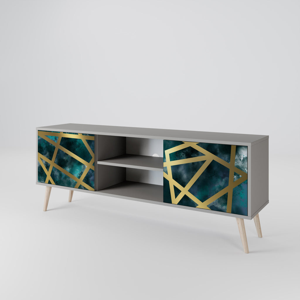 THE LABYRINTH OF GOLD 2-Door TV Stand in Grey Finish