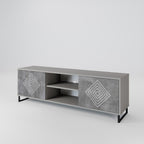 POLYGONAL ARTISTRY 2-Door TV Stand in Grey Finish