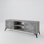 POLYGONAL ARTISTRY 2-Door TV Stand in Grey Finish