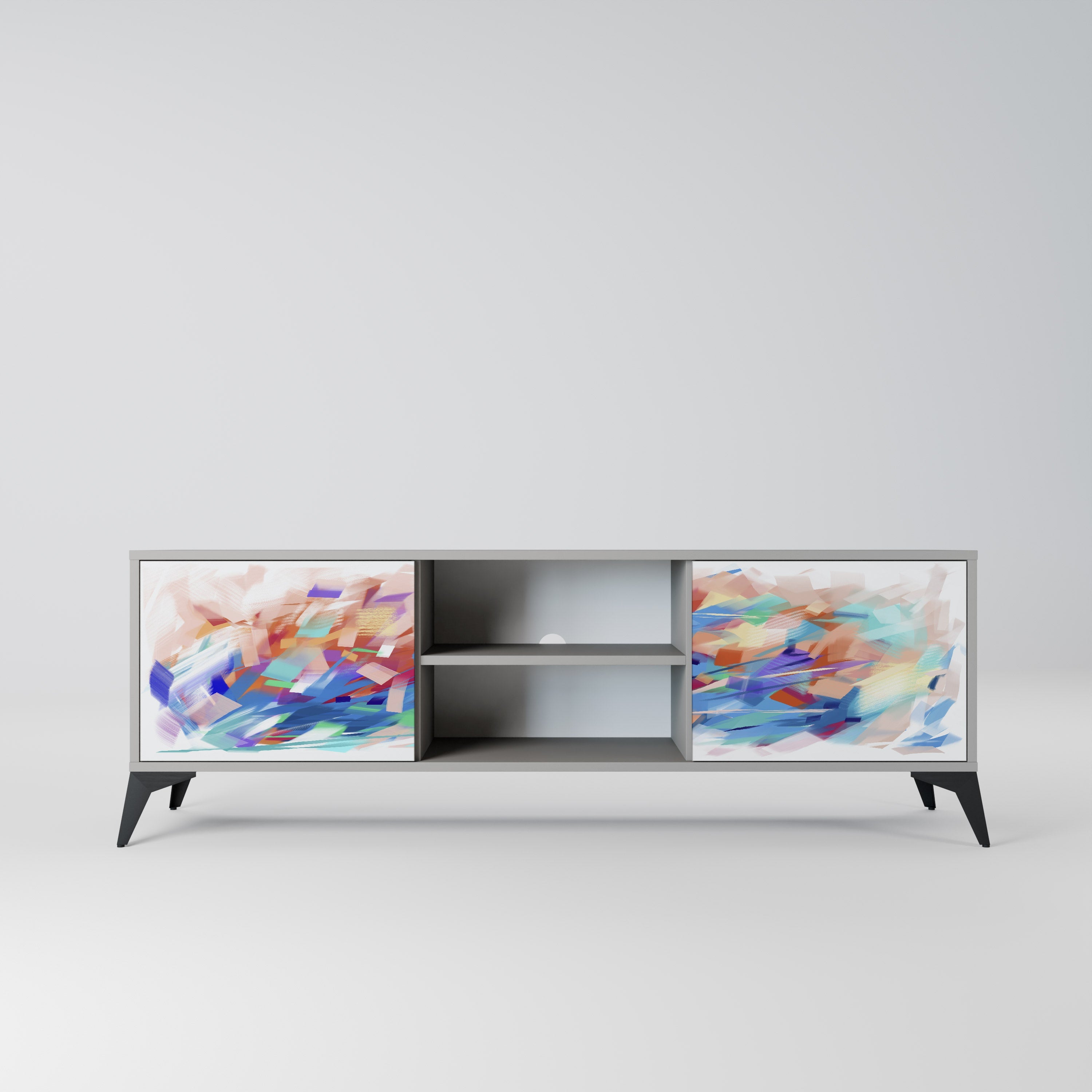 FINESSE MASH-UP 2-Door TV Stand in Grey Finish