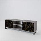 BRIGHT MESH 2-Door TV Stand in Grey Finish