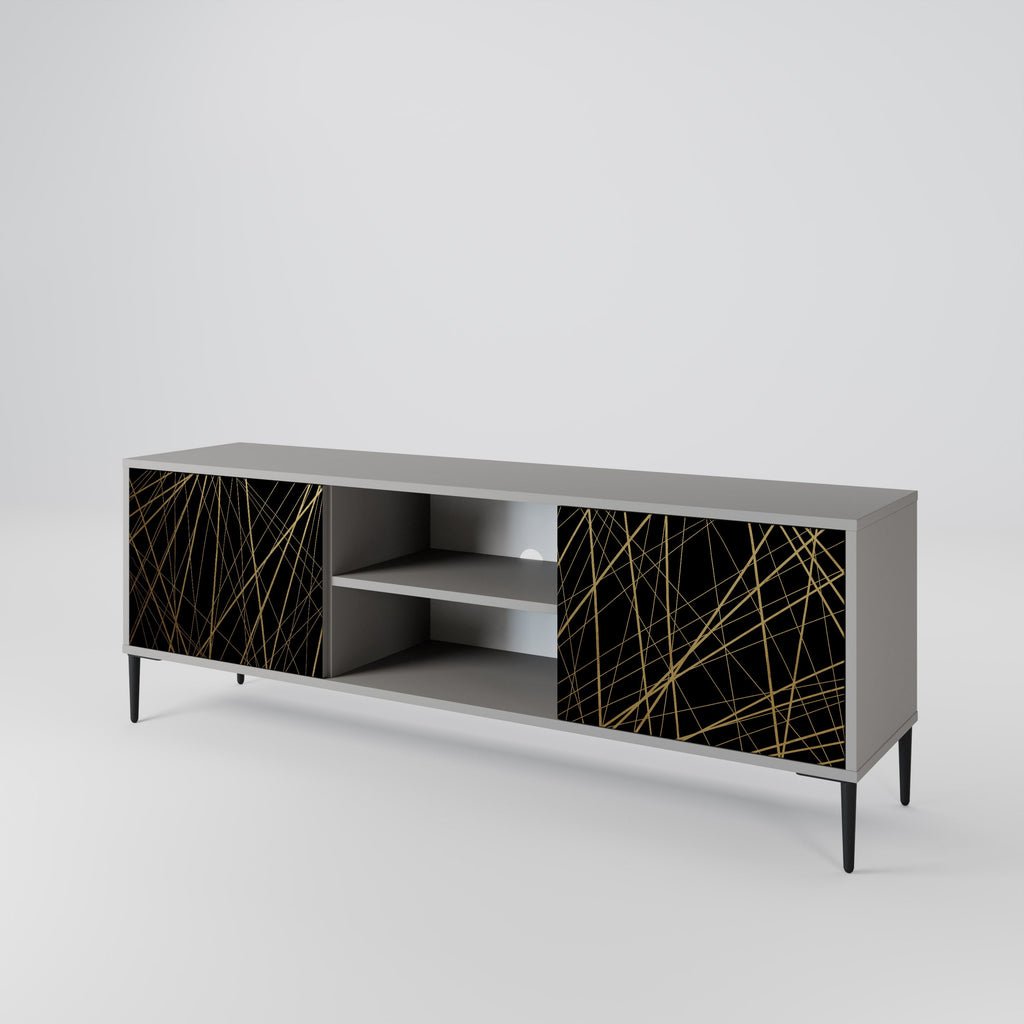 BRIGHT MESH 2-Door TV Stand in Grey Finish