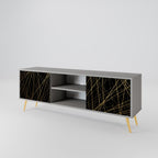 BRIGHT MESH 2-Door TV Stand in Grey Finish