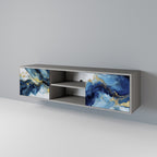 INKY MARBLE 2-Door TV Stand in Grey Finish