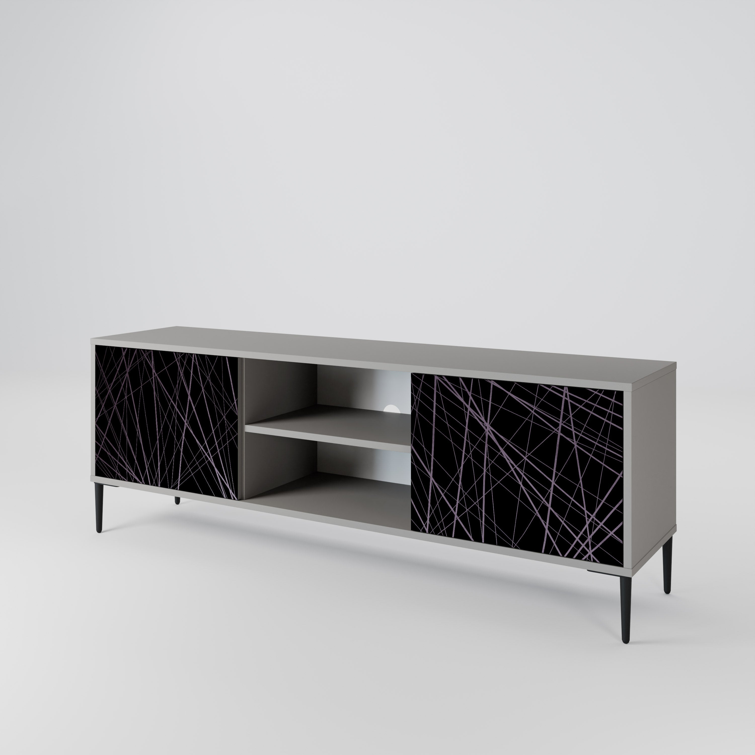 SHIMMER SPIDERGRAM 2-Door TV Stand in Grey Finish