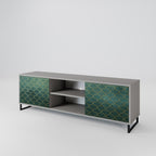 TESSELATED GREENERY 2-Door TV Stand in Grey Finish