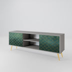 TESSELATED GREENERY 2-Door TV Stand in Grey Finish