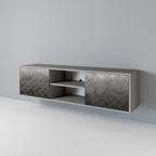 TESSELATED GRAYISH 2-Door TV Stand in Grey Finish