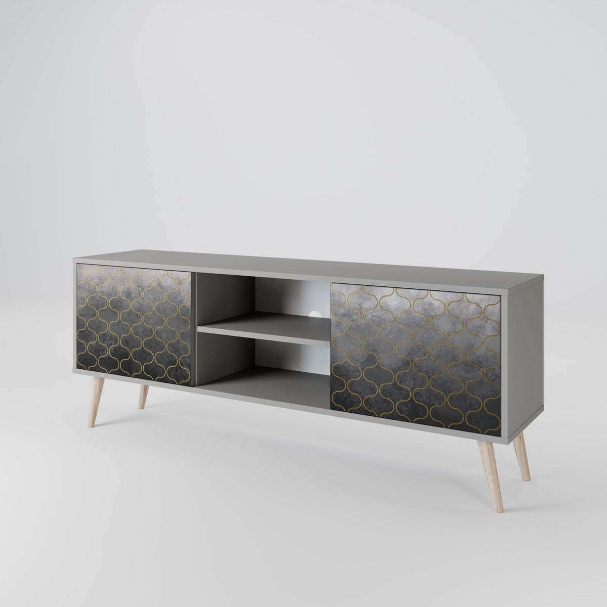 TESSELATED GRAYISH 2-türiges TV-Lowboard