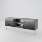 TESSELATED GRAYISH 2-Door TV Stand in Grey Finish