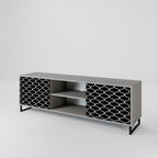 TESSELATED BLACKNESS 2-Door TV Stand in Grey Finish