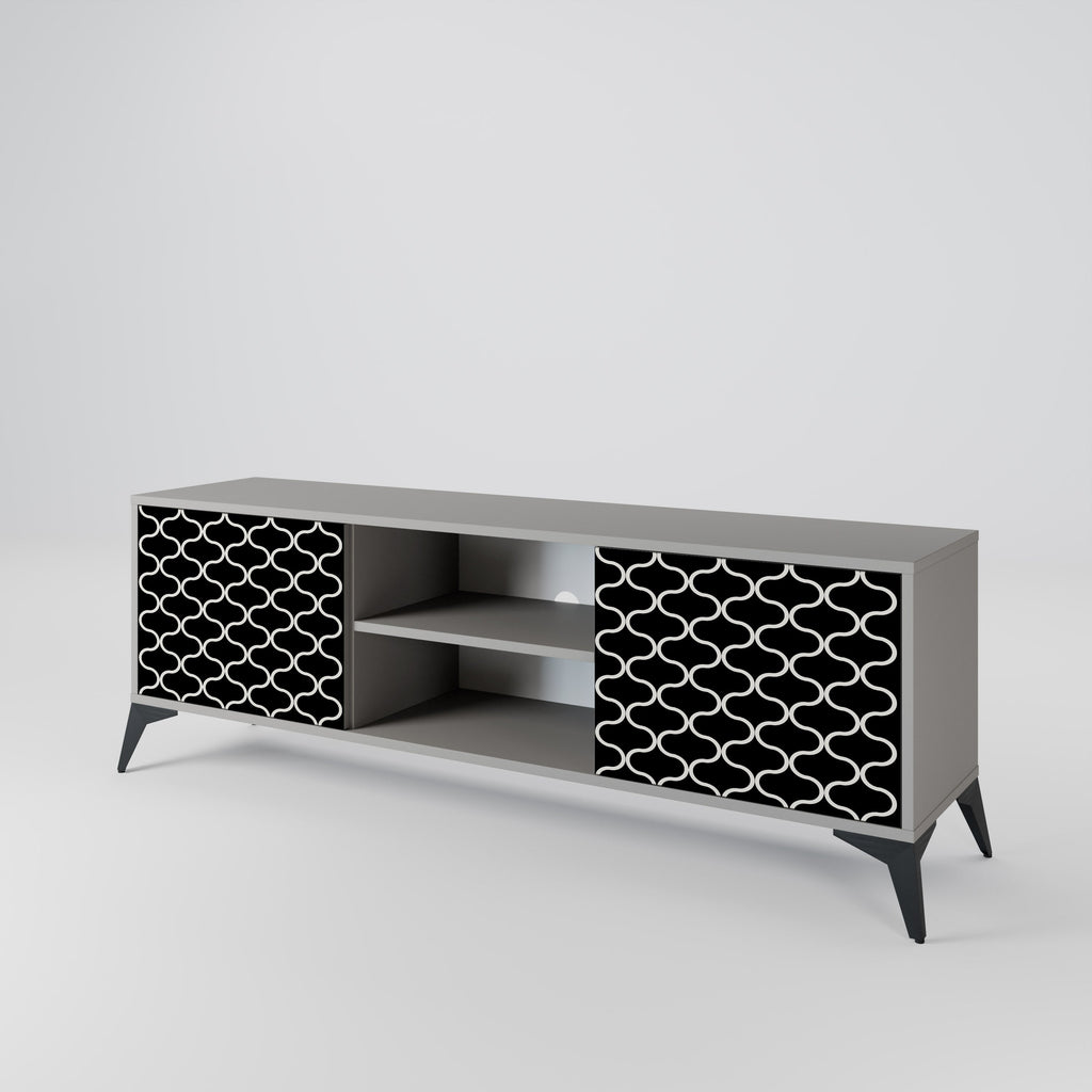 TESSELATED BLACKNESS 2-Door TV Stand in Grey Finish