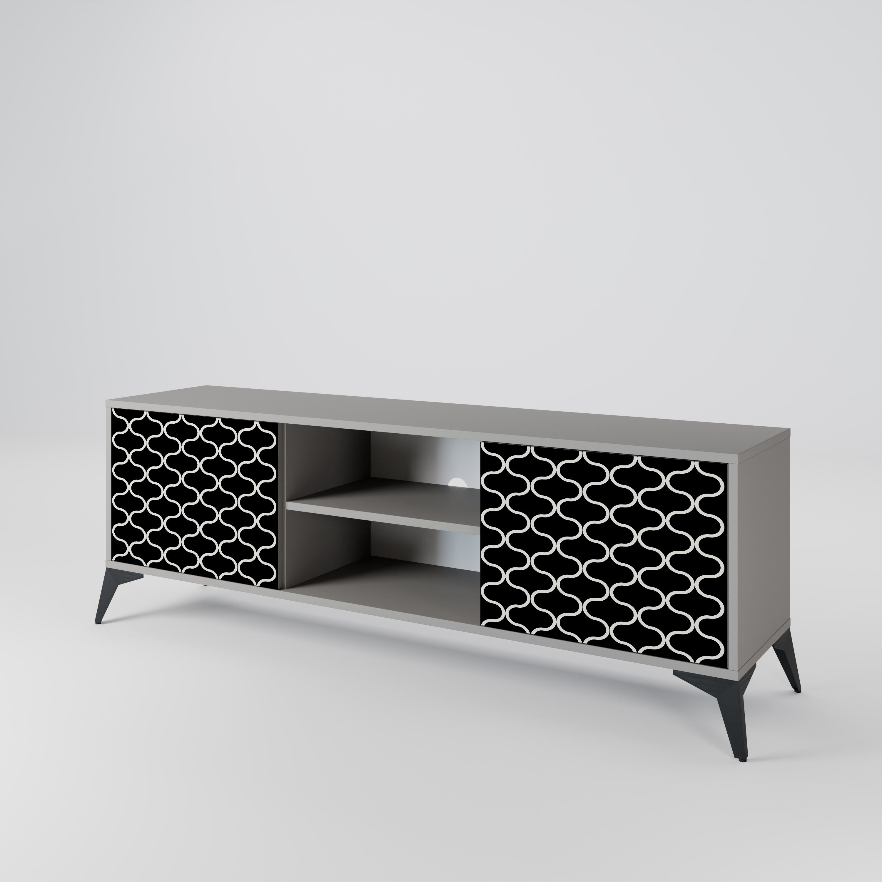 TESSELATED BLACKNESS 2-Door TV Stand in Grey Finish