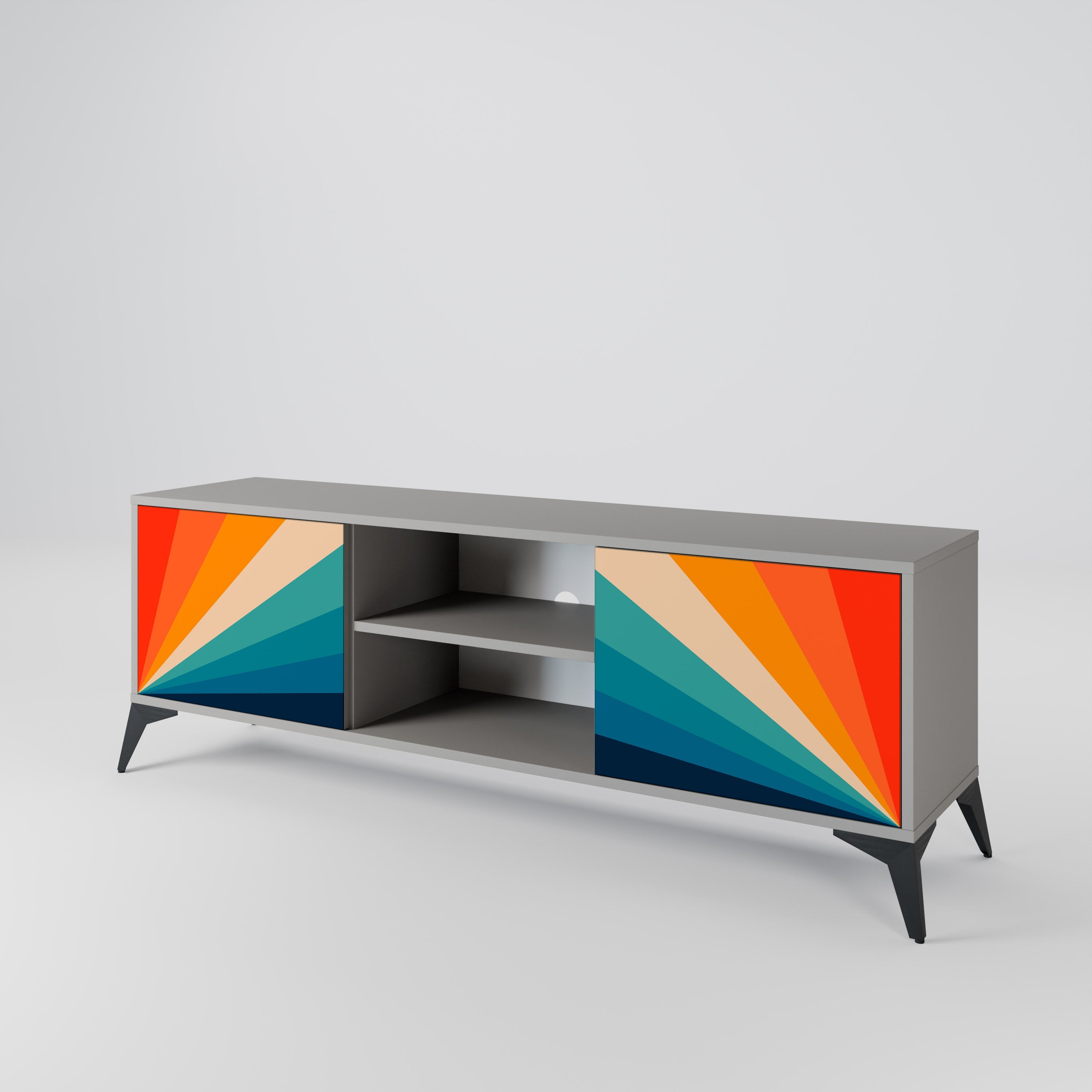 PRISM CONCUSSION 2-Door TV Stand in Grey Finish