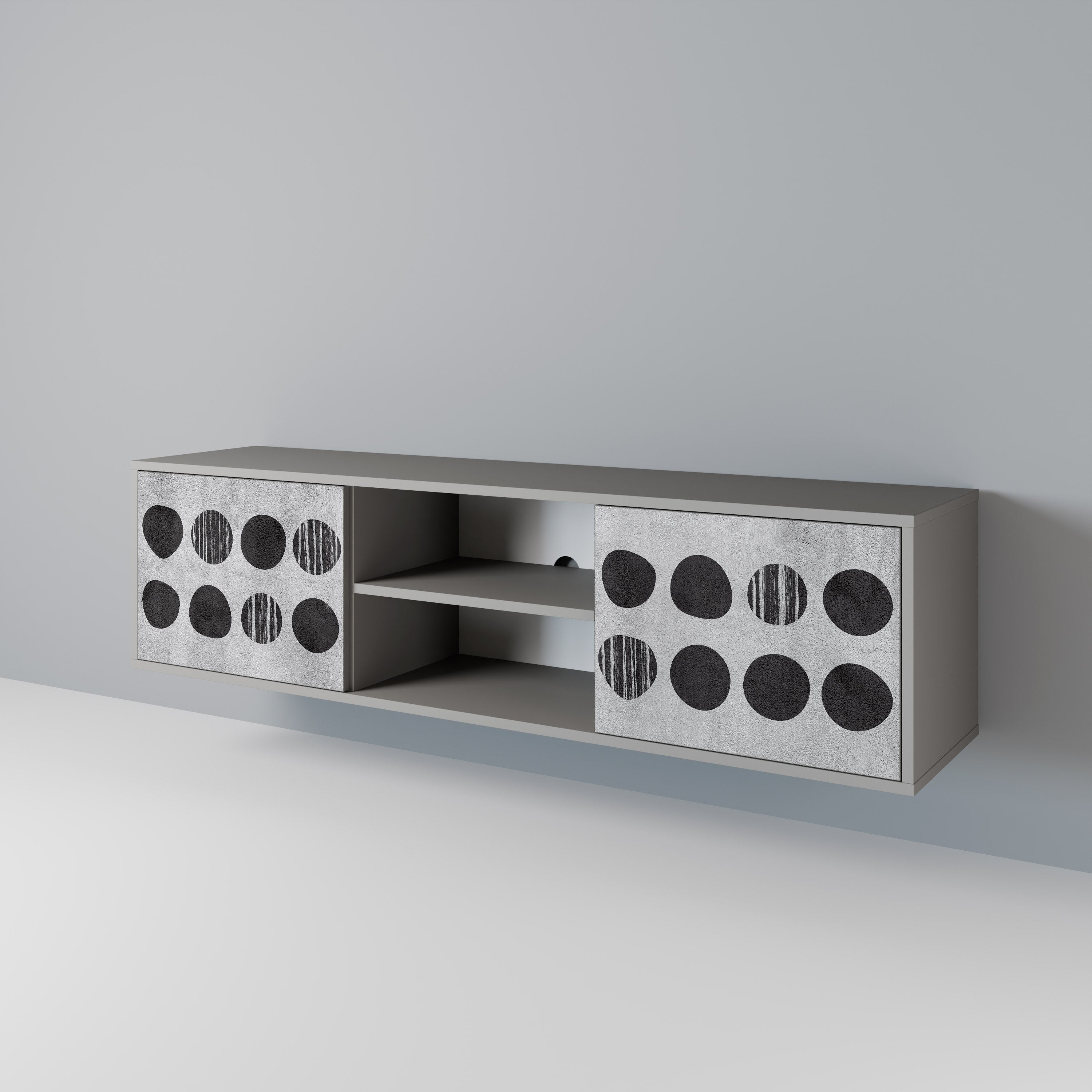 GHOSTLY GRADIENTS 2-Door TV Stand in Grey Finish