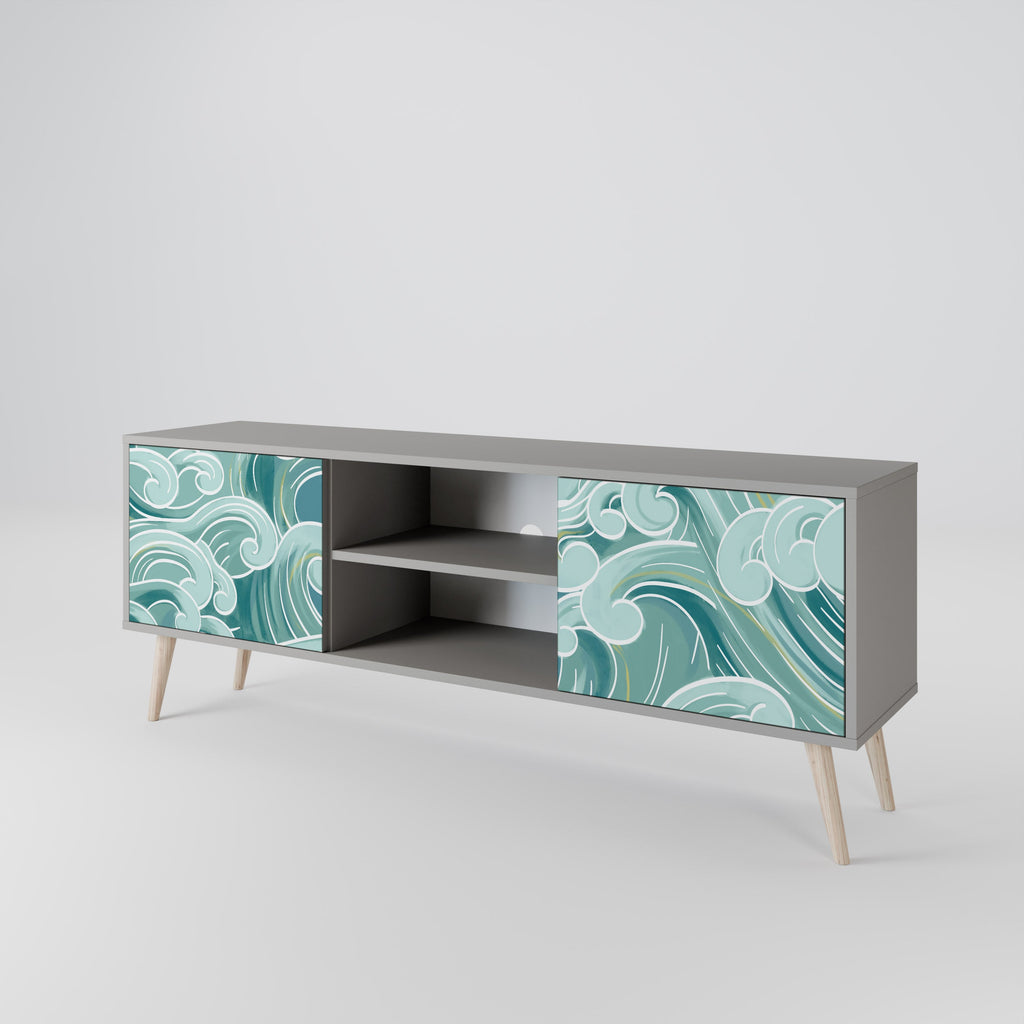 ASIAN SWAY TV-Lowboard mit 2 Türen in Grau