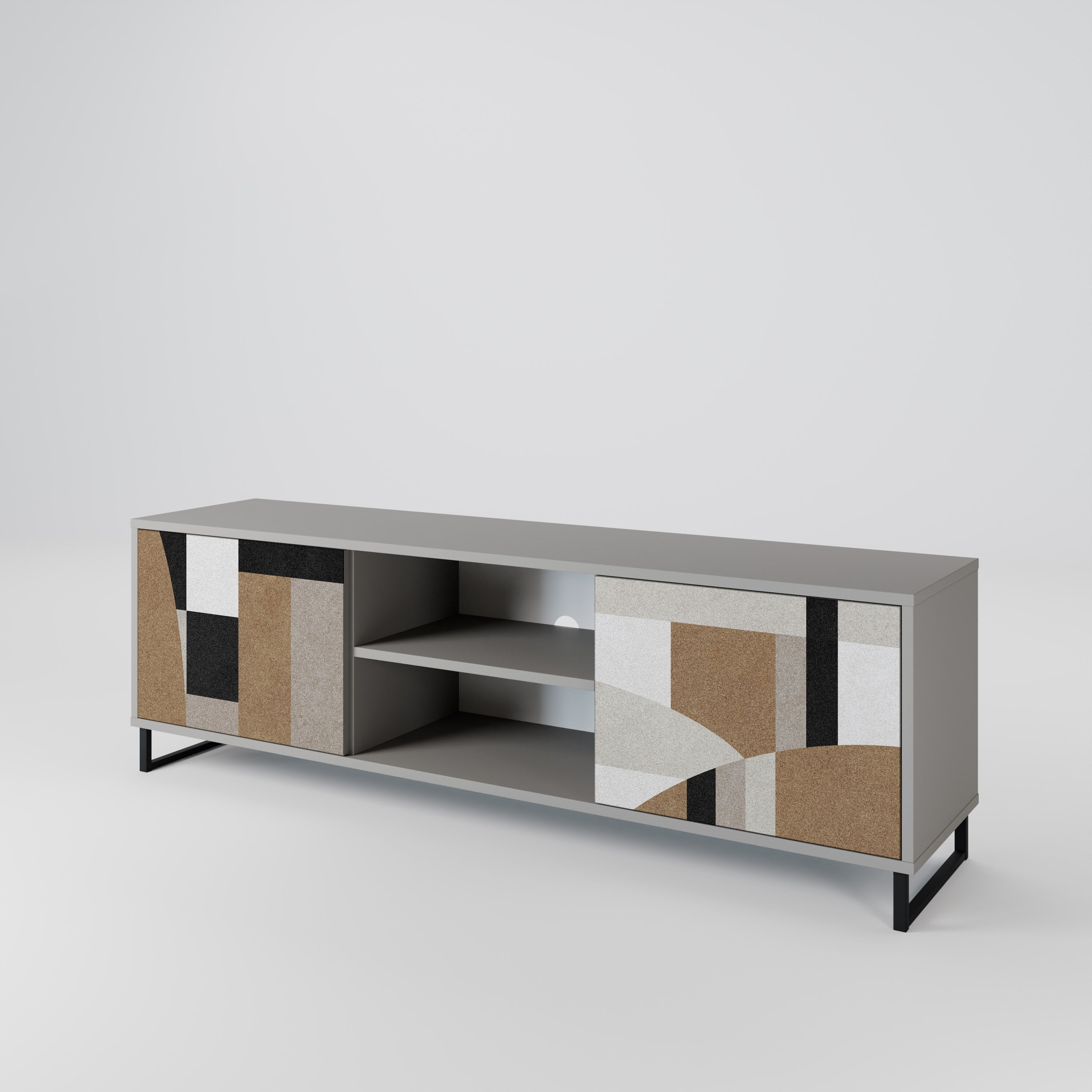 DELICATE MEMENTO 2-Door TV Stand in Grey Finish