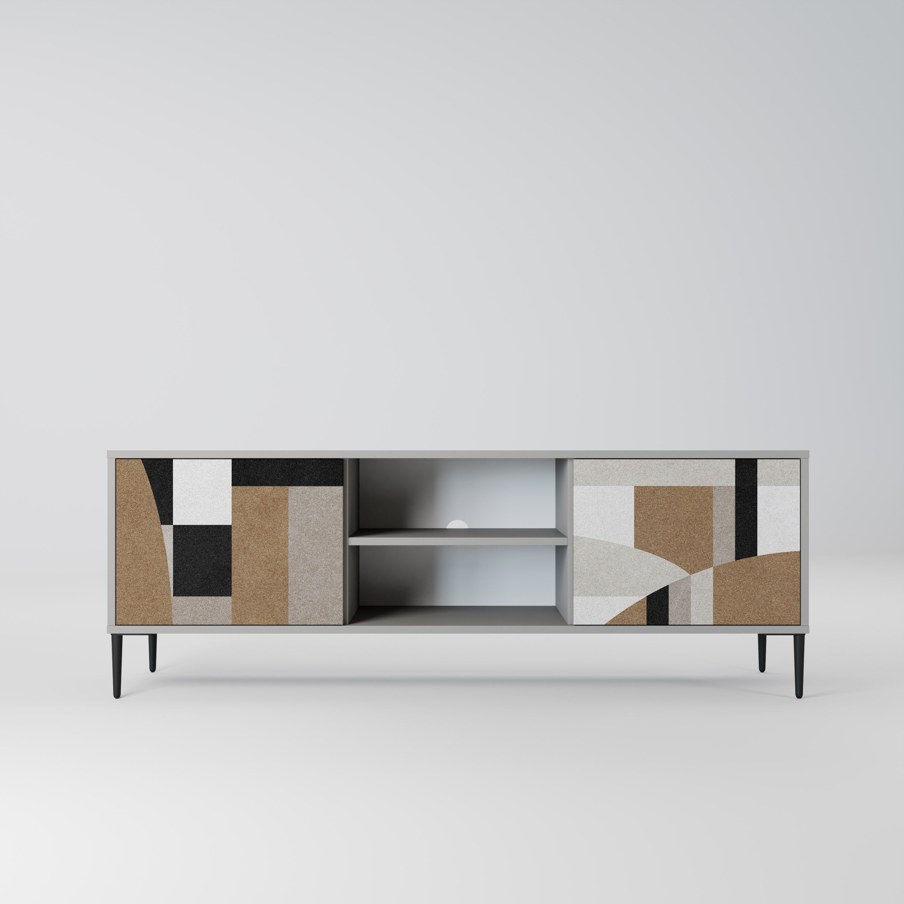 DELICATE MEMENTO 2-Door TV Stand in Grey Finish