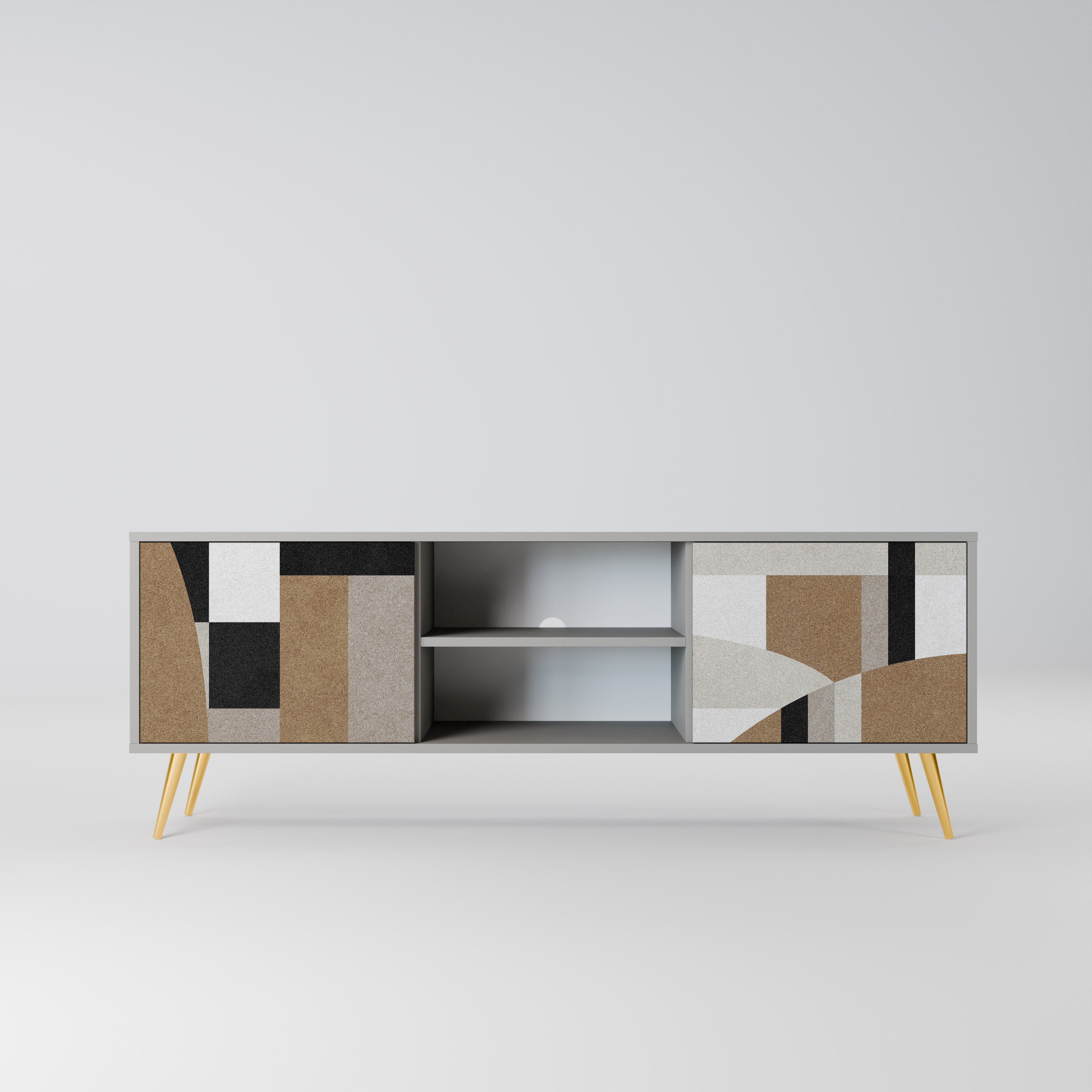 DELICATE MEMENTO 2-Door TV Stand in Grey Finish