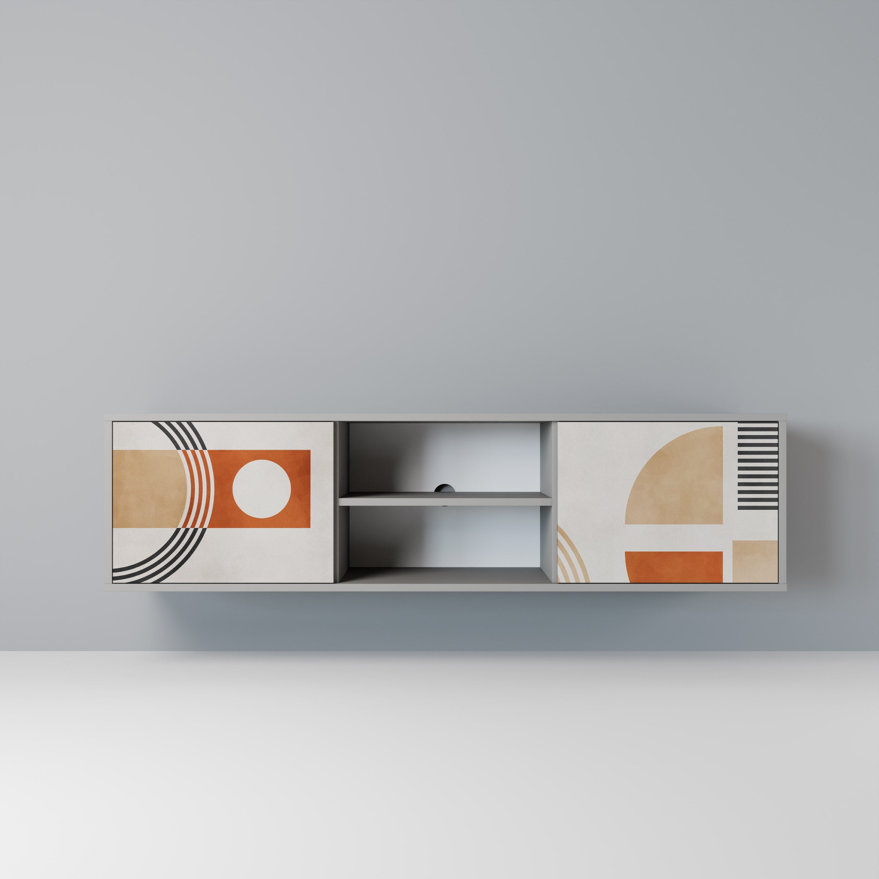 SPACE AROUND 2-Door TV Stand in Grey Finish