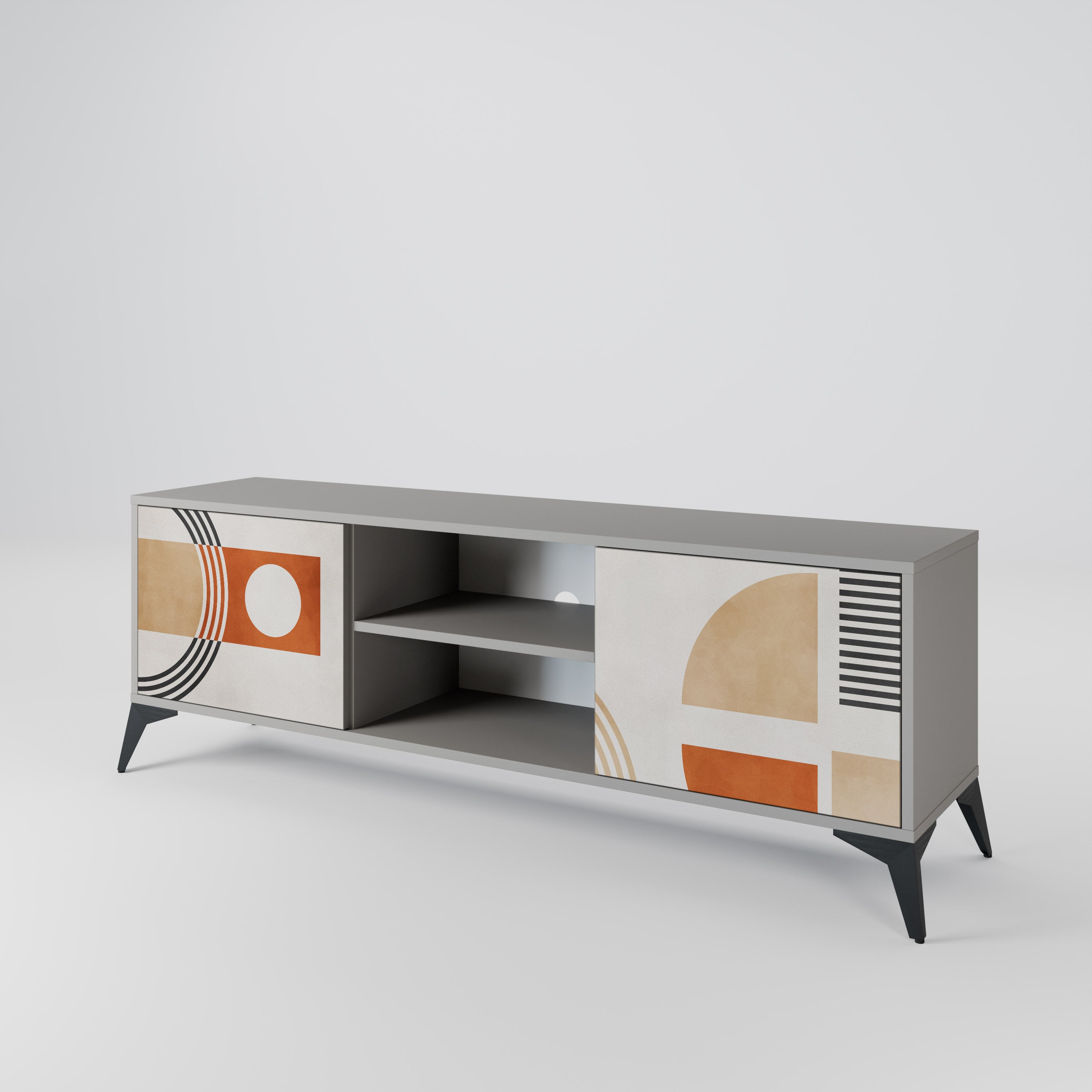 SPACE AROUND 2-Door TV Stand in Grey Finish