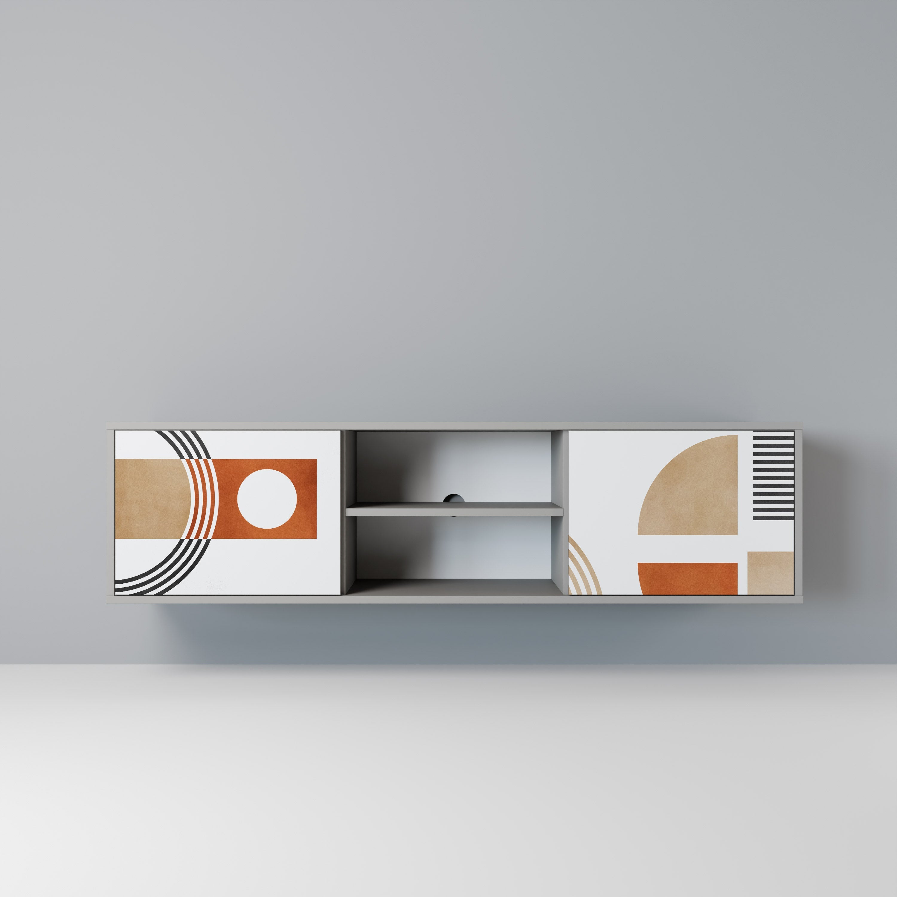 CIRCLE RHYTM 2-Door TV Stand in Grey Finish