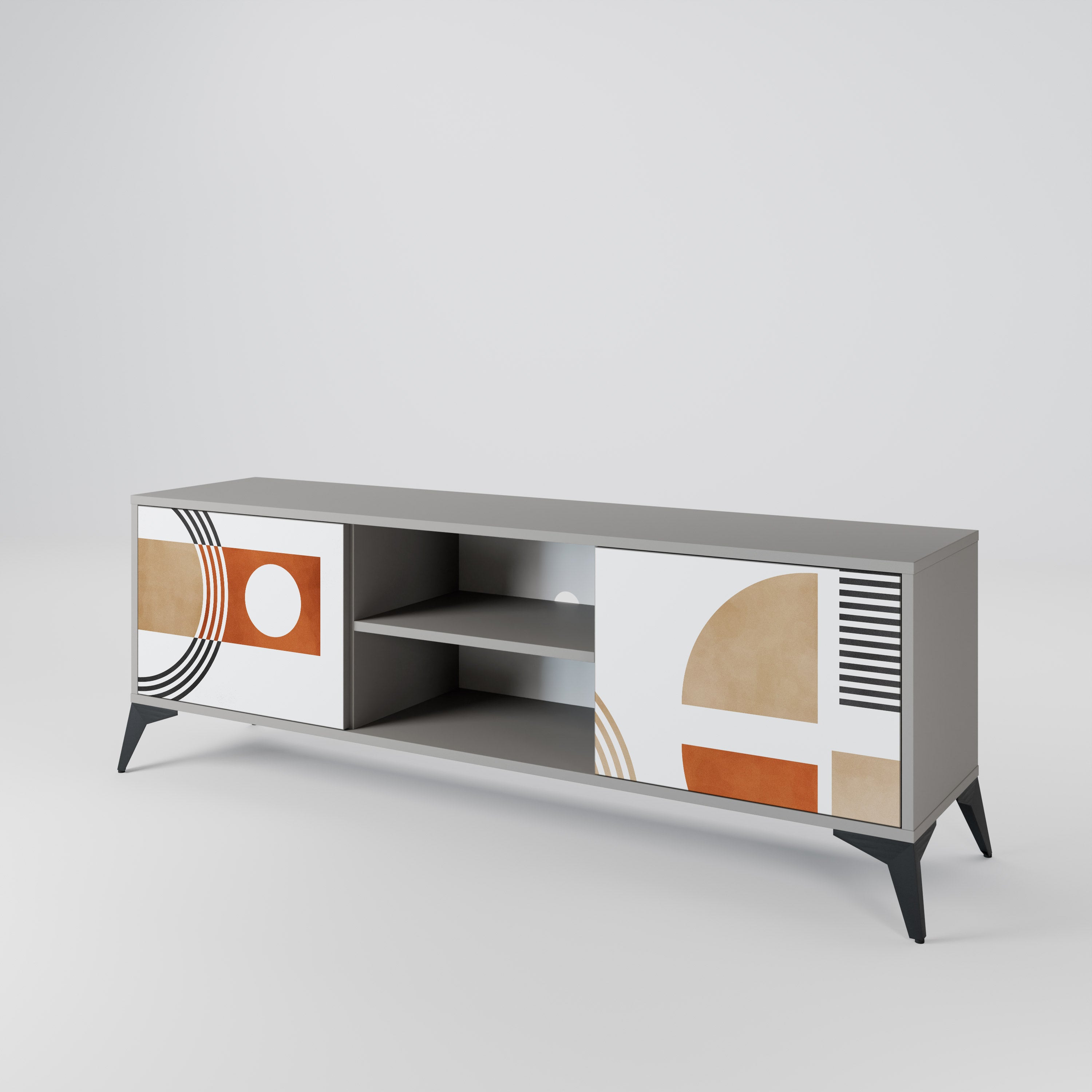 CIRCLE RHYTM 2-Door TV Stand in Grey Finish