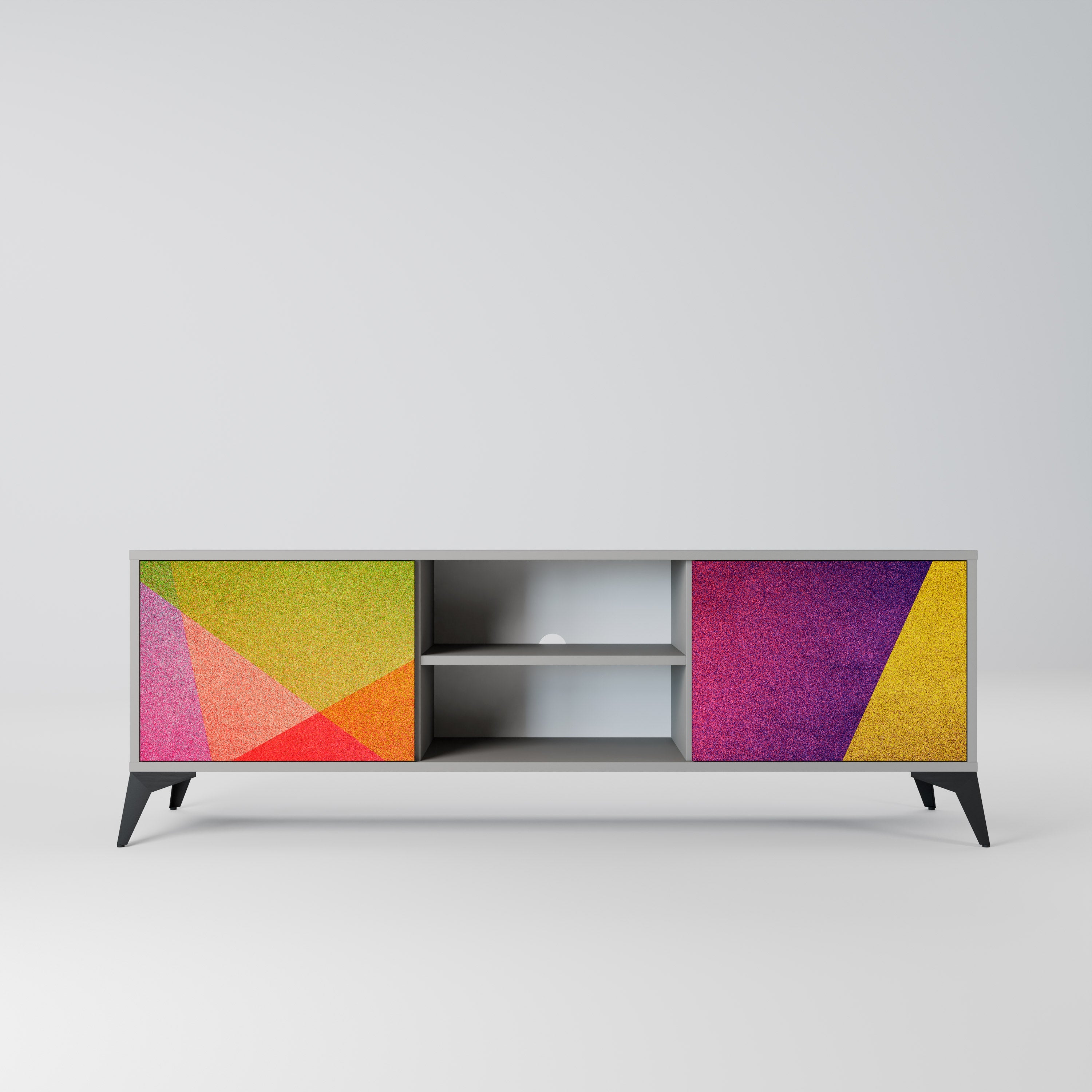 VIVID GEOMETRY 2-Door TV Stand in Grey Finish