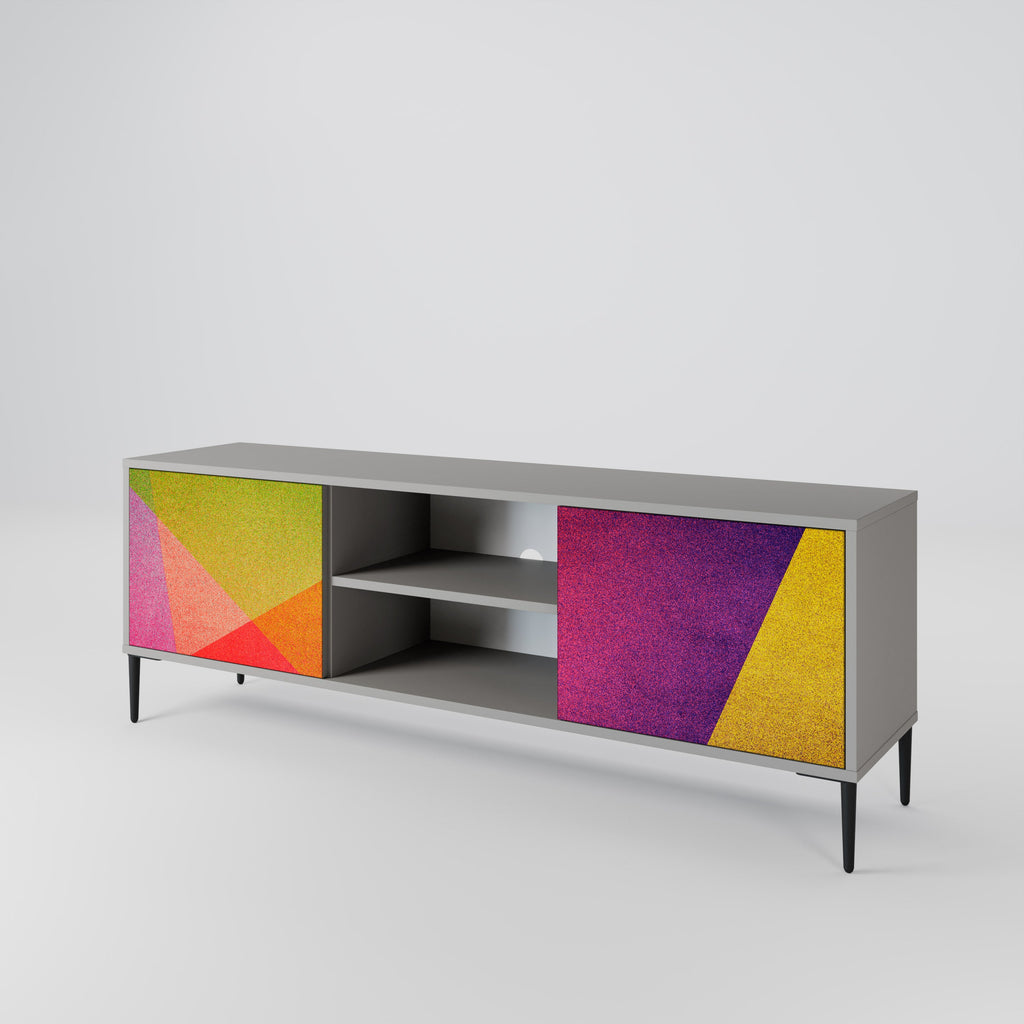 VIVID GEOMETRY 2-Door TV Stand in Grey Finish